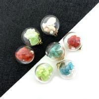 ABS Plastic Pendler, Glas, med ABS plastik perle & Messing, Runde, guldfarve belagt, Unisex, flere farver til valg, 16x20mm, Solgt af PC