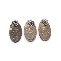 Pingentes de joias de ágata, with argila & vidrilho, Oval, unissex, cores misturadas, 26x50mm, vendido por PC