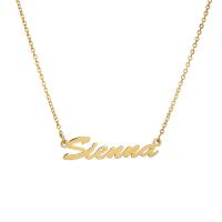 304 Stainless Steel Necklace with 1.97inch extender chain Vacuum Ion Plating Each custom text must be less than 10 letters   fashion jewelry   for woman golden Length Approx 17.72 Inch Sold By PC