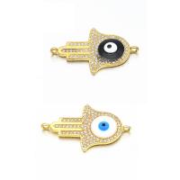 Evil Eye Connector Brass Hand plated fashion jewelry & DIY & evil eye pattern & micro pave cubic zirconia & enamel Sold By PC