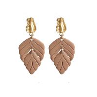 Polymer Clay Earring with Brass Leaf fashion jewelry & for woman 54mm Sold By Pair