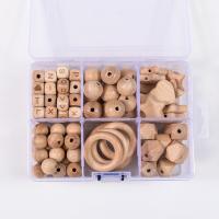 Madeira de faia Conjunto de achados de joias, with Caixa plástica, DIY, cores misturadas, 160x120x55mm, vendido por box