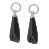 Black Agate Pendants with Brass silver color plated DIY black Approx 4mm Sold By PC
