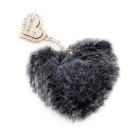 Mobile Phone DIY Decoration Rex Rabbit Fur with Zinc Alloy Heart handmade with rhinestone Sold By PC