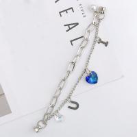 Mobile Phone Lanyard 304 Stainless Steel with Plastic Pearl Heart polished DIY & with rhinestone 161mm Sold By PC