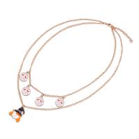Halloween Necklace Zinc Alloy rose gold color plated Double Layer & Halloween Jewelry Gift & for woman & enamel rose gold color 500mm Sold By PC