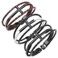 Cowhide Bracelet with Zinc Alloy gold color plated fashion jewelry & Unisex 220mm Sold By PC