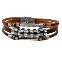 Cowhide Bracelet with Tungsten Steel & Zinc Alloy plated fashion jewelry & Unisex 220mm Sold By PC