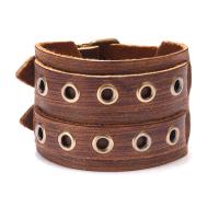 Cowhide Bracelet with Zinc Alloy plated fashion jewelry & Unisex brown Sold By PC