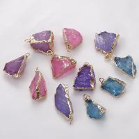 Quartz Gemstone Pendants with Brass irregular gold color plated dyed & Unisex 15x17- Sold By PC