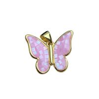 Natural Mosaic Shell Pendants with Brass Butterfly gold color plated for woman Sold By PC