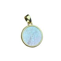 Natural White Shell Pendants with Brass Flat Round gold color plated for woman white 17mm Sold By PC