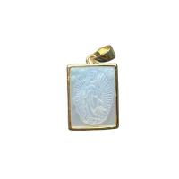 Shell Pendants White Shell with Brass Rectangle gold color plated for woman white Sold By PC