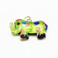 Cloisonne Pendants with Brass Elephant Unisex 34mm Sold By PC