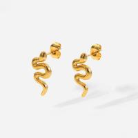Stainless Steel Stud Earrings 304 Stainless Steel Snake 18K gold plated fashion jewelry & for woman golden 18.60mm Sold By Pair