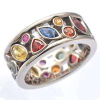 Zinc Alloy Finger Ring Donut silver color plated fashion jewelry & for woman & with rhinestone multi-colored nickel lead & cadmium free US Ring Sold By PC
