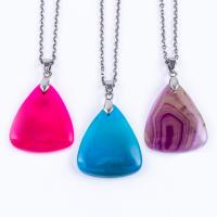 Pingentes de joias de ágata, Triângulo, para mulher, Mais cores pare escolha, 28x30mm, vendido por PC