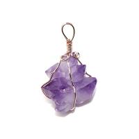 Amethyst Pendant with Brass irregular gold color plated Unisex purple 15-25x40-50mm Sold By PC