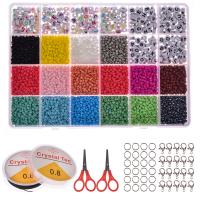 Glass Beads Jewelry making tool set with Plastic Box & Zinc Alloy & Acrylic stoving varnish DIY mixed colors Sold By Box
