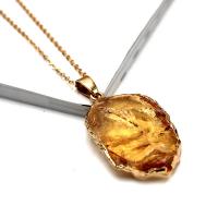 Quartz Gemstone Pendants with Brass irregular gold color plated Unisex 25-40mm Sold By PC
