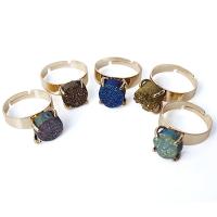 Agaat Finger Ring, Ijs Quartz Agaat, met Messing, Rond plat, gold plated, uniseks, meer kleuren voor de keuze, 10mm, Binnendiameter:Ca 20mm, Verkocht door PC