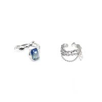 Sladkovodní Pearl prst prsten, Mosaz, s Sladkovodní Pearl & Sklo, barva stříbrná á, módní šperky & různé styly pro výběr & pro ženy, stříbro, nikl, olovo a kadmium zdarma, Prodáno By PC