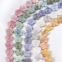 Prirodni boji Shell perle, Školjka, Cvijet, šarene pozlaćen, možete DIY, više boja za izbor, 12mm, Približno 28računala/Strand, Prodano By Strand