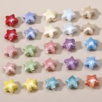 Perlmuttartige Porzellan Perlen, Stern, Einbrennlack, DIY, keine, 14mm, ca. 26PCs/Strang, verkauft von Strang