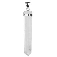 Quartz Gemstone Pendants Clear Quartz with Zinc Alloy irregular silver color plated for woman white 40-60mm Sold By PC
