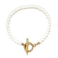 304 Stainless Steel Bracelet with Plastic Pearl fashion jewelry & for woman 4mm Length Approx 7.08 Inch Sold By PC