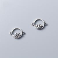 925 Sterling Silver Connectors vintage & DIY & hollow & frosted silver color 11mm Sold By PC