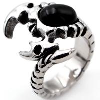 Gemstone Finger Ring, Titanium Staal, met Edelsteen, gepolijst, verschillende grootte voor keus & voor de mens & zwart maken, meer kleuren voor de keuze, 25x15mm, Verkocht door PC
