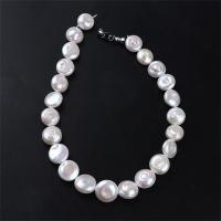 Cultured Button Freshwater Pearl Beads for woman white 18-19mm Length Approx 15 Inch Sold By PC