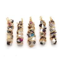 Freshwater Pearl Pendants with Resin & Brass gold color plated Unisex mixed colors Sold By PC