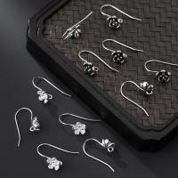 925 Sterling Silver Hook Earwire, Flower, DIY, more colors for choice, 7.7x23mm, 0.75mm, Sold By Pair