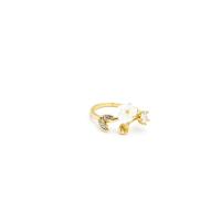 Brass Ring Mountings with Shell 18K gold plated DIY & open & micro pave cubic zirconia 16mm Sold By PC