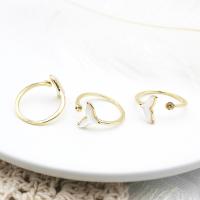 Brass Ring Mountings with White Shell Mermaid tail 18K gold plated Adjustable & open Sold By PC