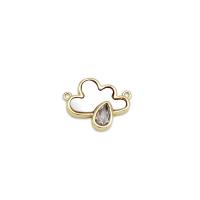 Shell Connector Brass with White Shell Cloud 18K gold plated micro pave cubic zirconia Sold By PC