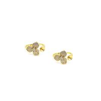 Brass Ring Mountings 18K gold plated Adjustable & DIY & open & micro pave cubic zirconia Sold By PC