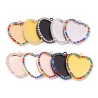 Zinc Alloy Pendant Cabochon Setting Heart plated DIY & with rhinestone nickel lead & cadmium free Approx 2mm Sold By Bag