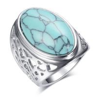 Turquoise Finger Ring Zinc Alloy with turquoise platinum color plated fashion jewelry & for woman nickel lead & cadmium free Sold By PC