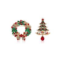 Christmas Brooches Zinc Alloy Christmas Design & for woman & enamel & with rhinestone nickel lead & cadmium free Sold By PC