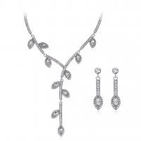 Crystal Jewelry Sets earring & necklace Zinc Alloy with Crystal with 7cm extender chain Leaf plated 2 pieces & for woman nickel lead & cadmium free  Length Approx 45 cm Sold By Set