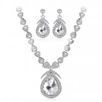 Crystal Jewelry Sets earring & necklace Zinc Alloy with Crystal & Rhinestone with 7cm extender chain Teardrop plated 2 pieces & for woman & faceted nickel lead & cadmium free  Length Approx 41 cm Sold By Set