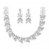 Crystal Jewelry Sets earring & necklace Zinc Alloy with Crystal & Rhinestone with 7cm extender chain Leaf plated 2 pieces & for woman & faceted nickel lead & cadmium free Length Approx 40 cm Sold By Set