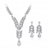 Crystal Jewelry Sets earring & necklace Zinc Alloy with Crystal & Rhinestone with 7cm extender chain Teardrop plated 2 pieces & for woman & faceted nickel lead & cadmium free  Length Approx 40 cm Sold By Set