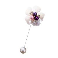 Plastic Pearl Brooch Zinc Alloy with iron pin & Plastic Pearl & Acrylic Flower plated for woman & with rhinestone mixed colors nickel lead & cadmium free 85mm Sold By PC