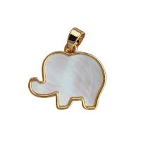 Brass Pendant with White Shell Elephant 18K gold plated Sold By PC