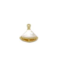 Natural White Shell Pendants Brass with White Shell 18K gold plated DIY Sold By PC