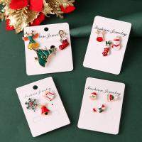 Christmas Earrings Zinc Alloy Christmas Design & three pieces & for woman & with rhinestone nickel lead & cadmium free Sold By Set